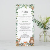 Woodland Animals Greenery Baby shower Party Menu (Staand voorkant)