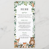 Woodland Animals Greenery Baby shower Party Menu (Voorkant)
