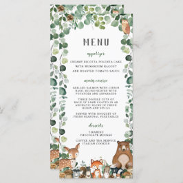 Woodland Animals Greenery Baby shower Party Menu