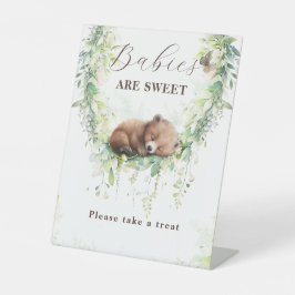 Woodland Animals Greenery Baby shower Sweet Treat Reclamebord Met Voetstuk