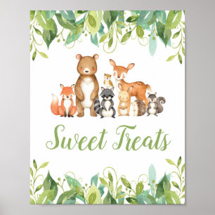 Woodland Animals Greenery Baby shower Sweet Trees Poster
