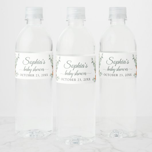 Woodland Animals Greenery Baby shower Water Labels Waterfles Etiket (Flessen)