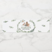 Woodland Animals Greenery Baby Shower  Waterfles Etiket (Enkel label)