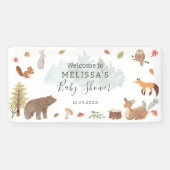 Woodland Animals Greenery Baby shower Welcome Spandoek (Horizontaal)