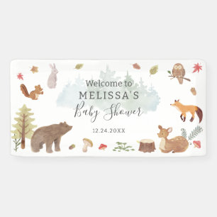 Woodland Animals Greenery Baby shower Welcome Spandoek