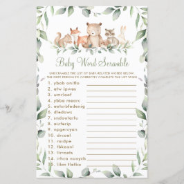 Woodland Animals Greenery Baby Word Scramble Game