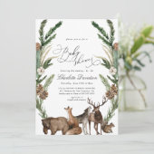 Woodland Animals Greenery Boy Baby shower Kaart (Staand voorkant)