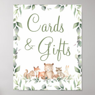 Woodland Animals Greenery Cards & Gifts Tabletop Poster