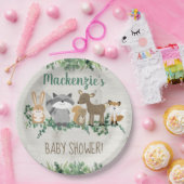 Woodland Animals Greenery Cute Baby shower Papieren Bordje (Feest)