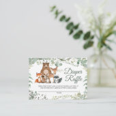 Woodland Animals Greenery Diaper Raffle Card Informatiekaartje (Staand voorkant)