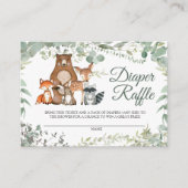 Woodland Animals Greenery Diaper Raffle Card Informatiekaartje (Voorkant)