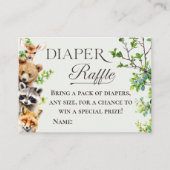Woodland Animals Greenery Diaper Raffle Card Informatiekaartje (Voorkant)