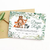 Woodland Animals Greenery Diaper Raffle Card Informatiekaartje