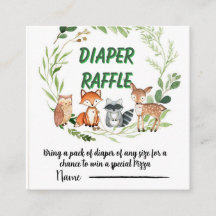Woodland animals greenery diaper raffle