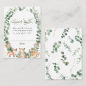 Woodland Animals Greenery Diaper Raffle Ticket    Informatiekaartje (Voorkant / Achterkant)