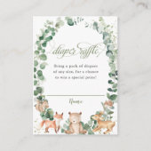 Woodland Animals Greenery Diaper Raffle Ticket    Informatiekaartje (Voorkant)