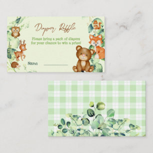 Woodland Animals Greenery Eucalyptus Diaper Raffle Informatiekaartje