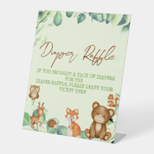Woodland Animals Greenery Eucalyptus Diaper Raffle Reclamebord Met Voetstuk
