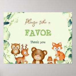 Woodland Animals Greenery Eucalyptus Favor Poster