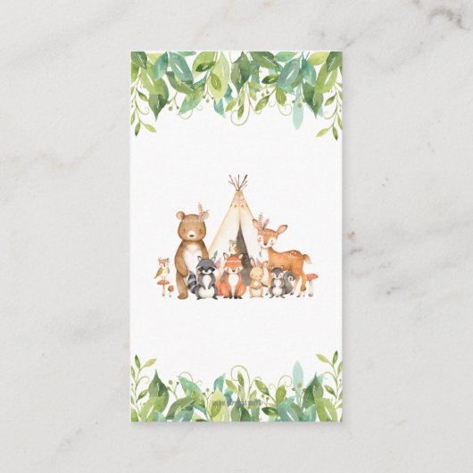 Woodland Animals Greenery Forest Boy brengt een bo Informatiekaartje (Achterkant)