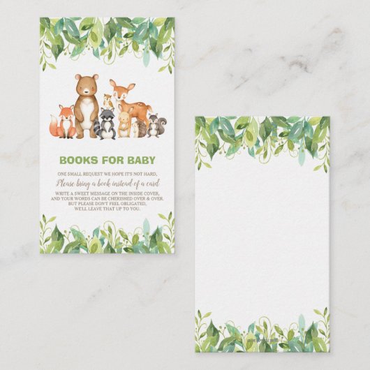 Woodland Animals Greenery Forest Boy brengt een bo Informatiekaartje (Voorkant / Achterkant)