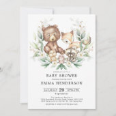 Woodland Animals Greenery Gold Neutral Baby shower Kaart (Voorkant)
