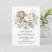 Woodland Animals Greenery Gold Neutral Baby shower Kaart (Staand voorkant)