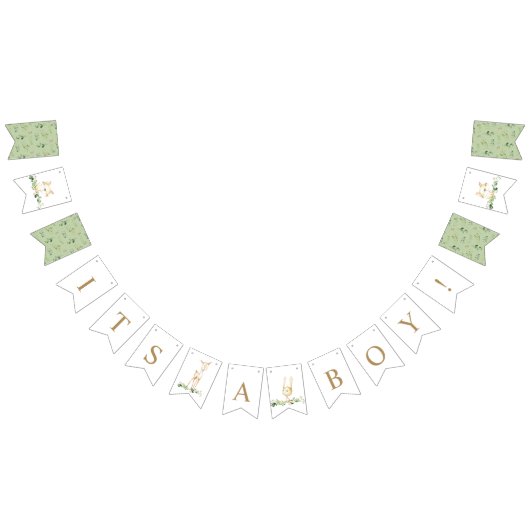 Woodland Animals Greenery Het is een Jongen Baby s Vlaggetjes (Alle)