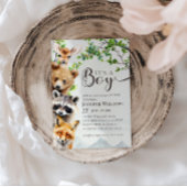 Woodland Animals Greenery It’s a Boy Baby Shower Kaart