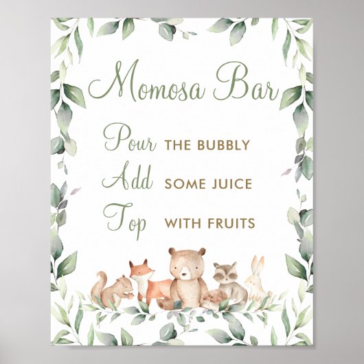 Woodland Animals Greenery Ma-osa Momosa Bar Poster (Voorkant)
