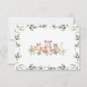 Woodland Animals Greenery New Baby Boy Foto Birth Aankondiging (Achterkant)