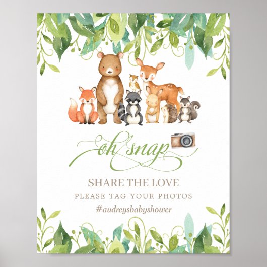 Woodland Animals Greenery Oh Snap Share the Love Poster (Voorkant)