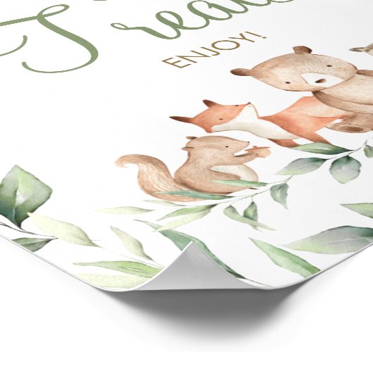 Woodland Animals Greenery Sweets & Trees Dessert Poster (Hoek)