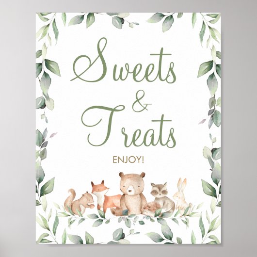 Woodland Animals Greenery Sweets & Trees Dessert Poster (Voorkant)