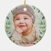 Woodland Animals Greenery Wreaty 1e Kerstmis Cer Keramisch Ornament (Achterkant)