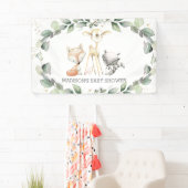 Woodland Animals GreenGenery Baby shower Achtergro Spandoek (Insitu)