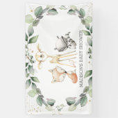 Woodland Animals GreenGenery Baby shower Achtergro Spandoek (Verticaal)