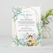 Woodland Animals GreenGenery Baby shower per post Kaart (Staand voorkant)