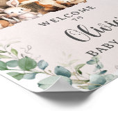 Woodland Animals Groen Meisje Baby shower Welkom Poster (Hoek)
