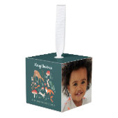 Woodland Animals Groene Kerstmis Foto Decoratie (Voorkant hoekig)