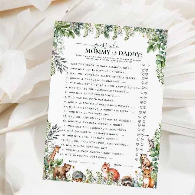Woodland Animals Guess Mama of Daddy Baby Spel (Creator heeft geüpload)