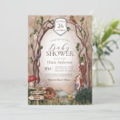 Woodland Animals Herfst Autumn Forest Baby shower Kaart (Staand voorkant)