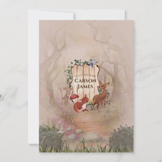 Woodland Animals Herfst Autumn Forest Baby shower Kaart (Achterkant)