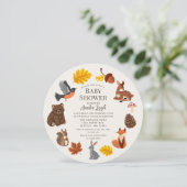Woodland Animals Herfst Autumn Krans Baby shower Kaart (Staand voorkant)