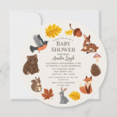 Woodland Animals Herfst Autumn Krans Baby shower Kaart (Voorkant)
