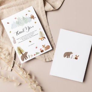 Woodland Animals Herfst Baby shower Bedankkaart