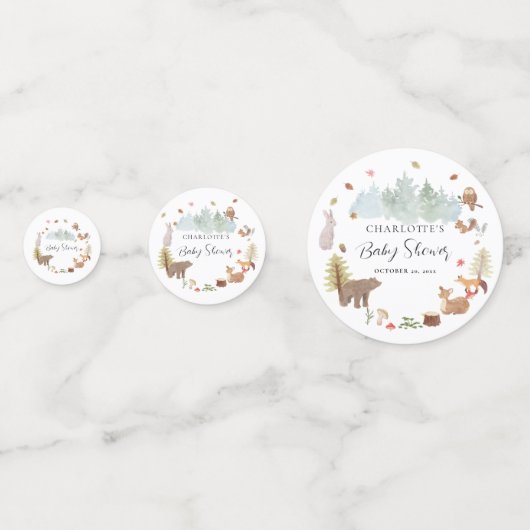 Woodland Animals Herfst Baby shower Confetti (Achterkanten)