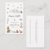 Woodland Animals Herfst Baby shower Luier Raffle Informatiekaartje (Voorkant / Achterkant)