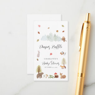 Woodland Animals Herfst Baby shower Luier Raffle Informatiekaartje