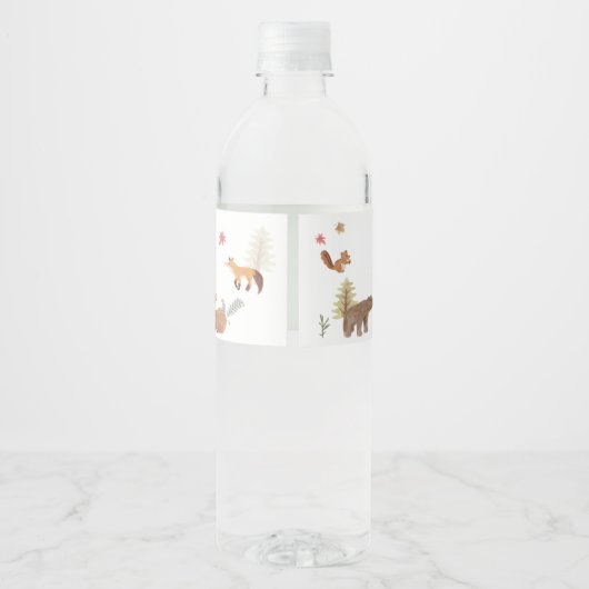 Woodland Animals Herfst Baby shower Waterfles Etiket (Achterkant)